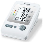 Beurer BM 26 - Misuratore di pressione da braccio, metodo oscillometrico, rilevamento aritmie, 4 profili utente con 30 memorie ciascuno, display LCD ben leggibile, indicatore di rischio OMS, bracciale per circonferenze da 22 a 35 cm, alimentazione a batte
