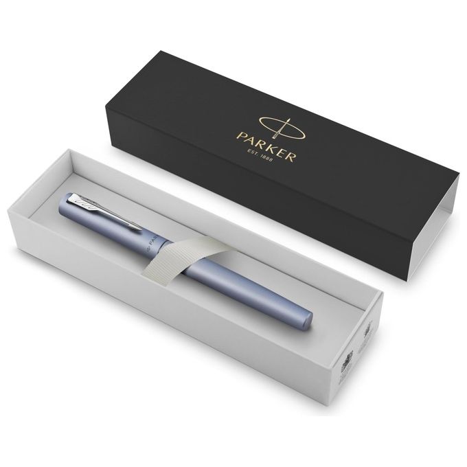 Parker Penna Stilografica Vector XL Pennino Medio Metallic Silver Blue