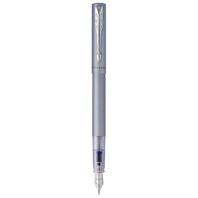 Parker Penna Stilografica Vector XL Pennino Medio Metallic Silver Blue