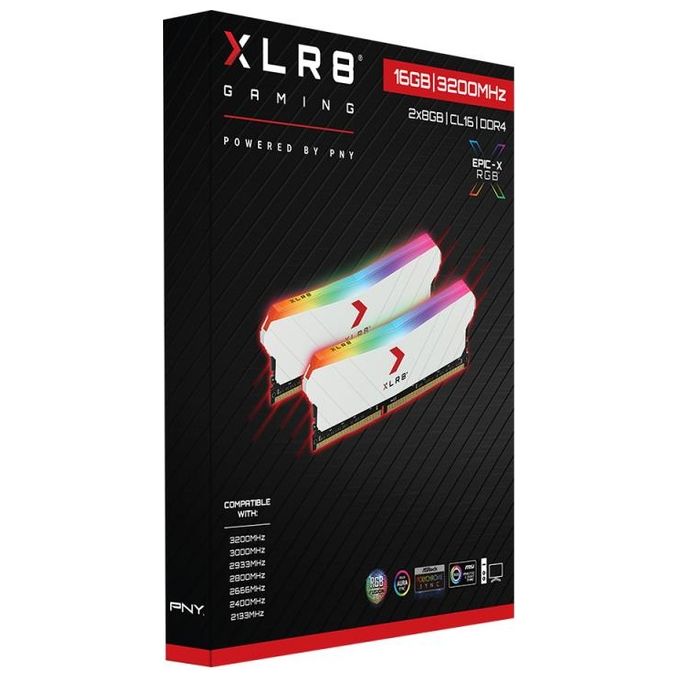PNY Ram 16GB (2x8GB) XLR8 Gaming EPIC-X RGB DDR4 3200MHz Kit di Memorie RAM DIMM Colore Bianco