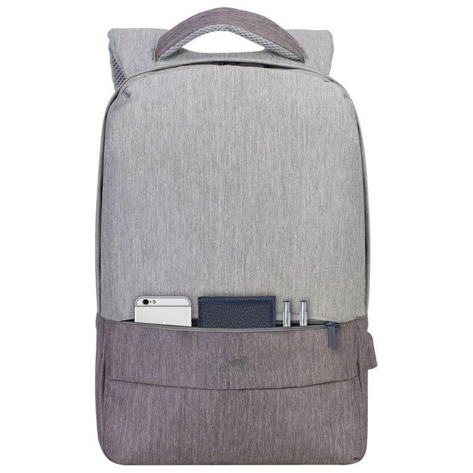 Rivacase Zaino Antifurto per Notebook 15.6'' Grigio Chiaro