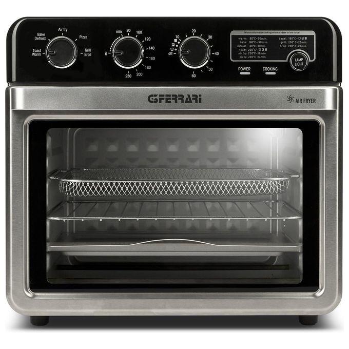 [ComeNuovo] G3 Ferrari G10221 Forno Air Fryer Multifunzione 32 L, 2000 W, 5 Programmi di Cottura, 6 Resistenze, Temperatura Regolabile fino a 230 °C, Display con Timer, Accessori Inox Senza BPA-PFOA, Nero-Argento