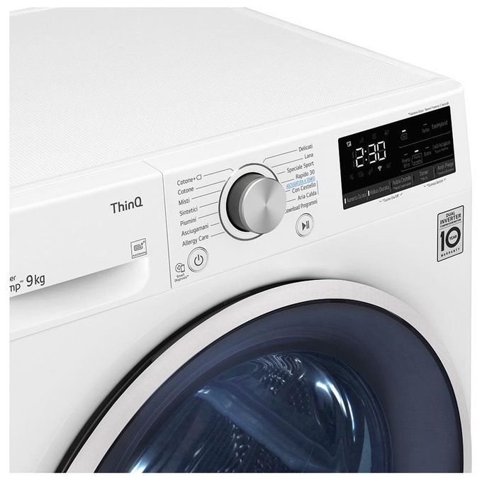 LG RH90V9AVHN Asciugatrice Libera Installazione Caricamento Frontale 9Kg Classe Energetica A+++ Bianco