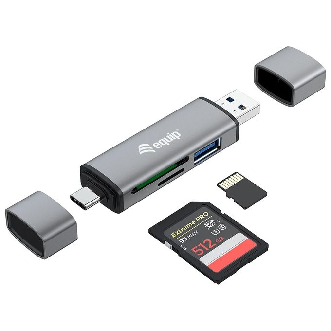 Conceptronic Lettore di Schede Usb 3.2 Gen 1 Type-A-Type-C Grigio
