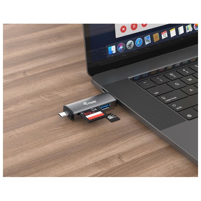 Conceptronic Lettore di Schede Usb 3.2 Gen 1 Type-A-Type-C Grigio