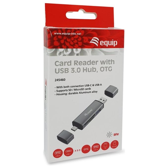 Conceptronic Lettore di Schede Usb 3.2 Gen 1 Type-A-Type-C Grigio