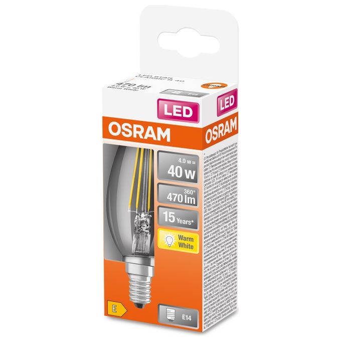 Osram Led Retrofit Classic B Lampadina Led E14 Bianco Caldo 2700 K 4W