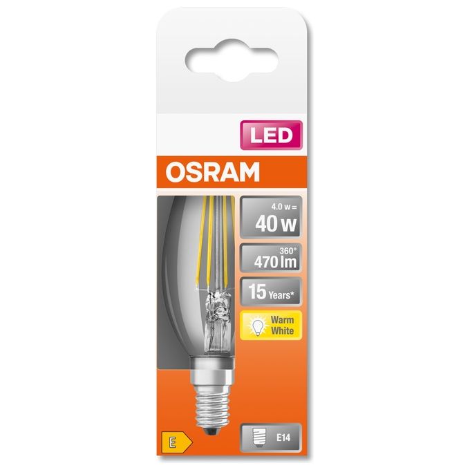 Osram Led Retrofit Classic B Lampadina Led E14 Bianco Caldo 2700 K 4W