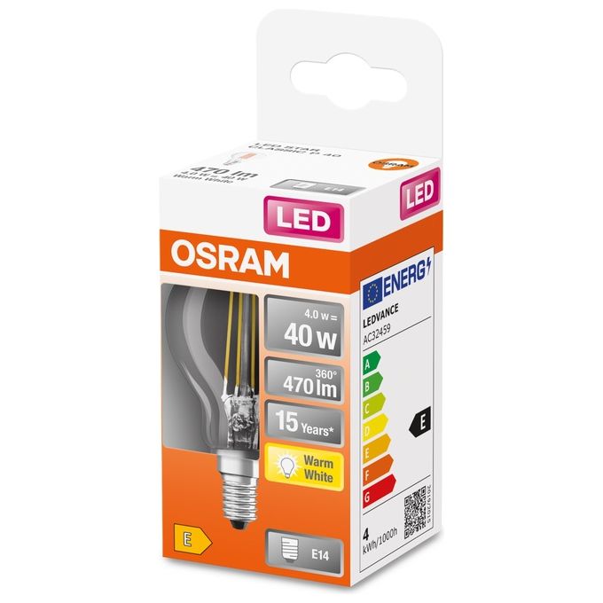 Osram Led Retrofit Classic P Lampadina Led E27 Bianco Caldo 2700 K 4W