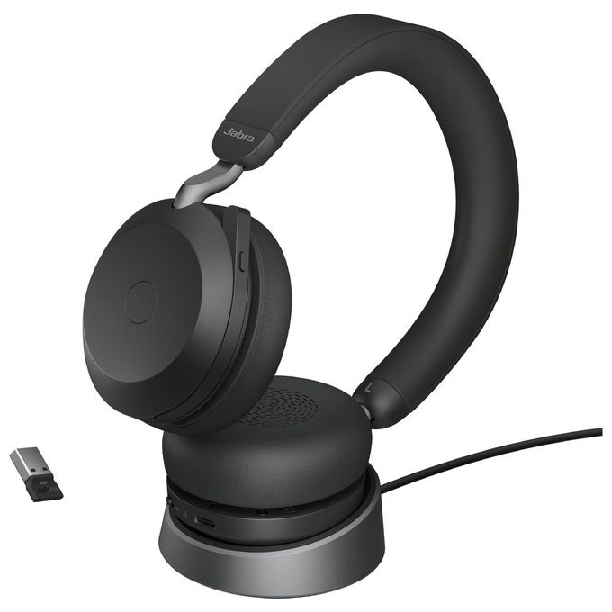 Jabra Evolve2 75 Link380a UC Stereo Cuffia e Auricolare Con Cavo e Senza Cavo a Padiglione USB Tipo-C Stand Black