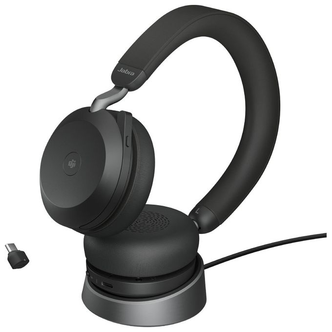 Jabra Evolve2 75 Link380c MS Stereo Cuffia e Auricolare Con Cavo e Senza Cavo a Padiglione USB Tipo-C Stand Black