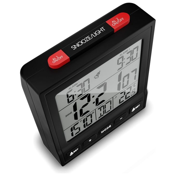 Mebus 25581 Sveglia Radiocontrollata Digitale Nero