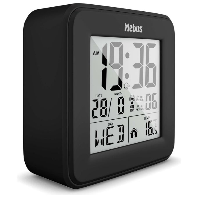 Mebus Radiosveglia Compatta Quadrata con Termometro Bianco
