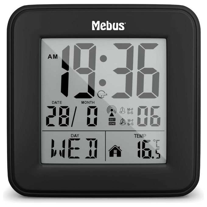 Mebus Radiosveglia Compatta Quadrata con Termometro Bianco
