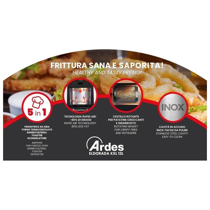 Ardes ELDORADA XXL Friggitrice ad Aria 12 Litri 1500W Nero