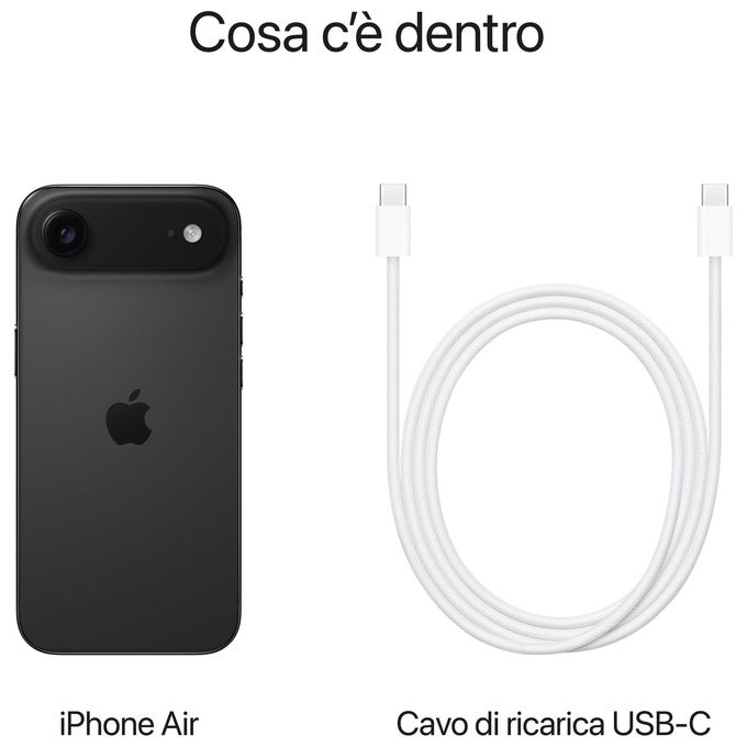 Apple MG2Q4QL-A iPhone Air Smartphone 512GB 6,5'' OLED A19 Pro 5G Wi-Fi 7 iOS 26 colore Nero Siderale