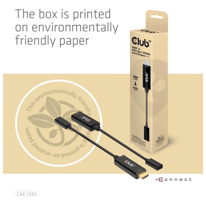 Club3D Adattatore Attivo da Hdmi a Usb Type-C 4K60Hz.