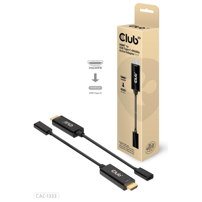 Club3D Adattatore Attivo da Hdmi a Usb Type-C 4K60Hz.