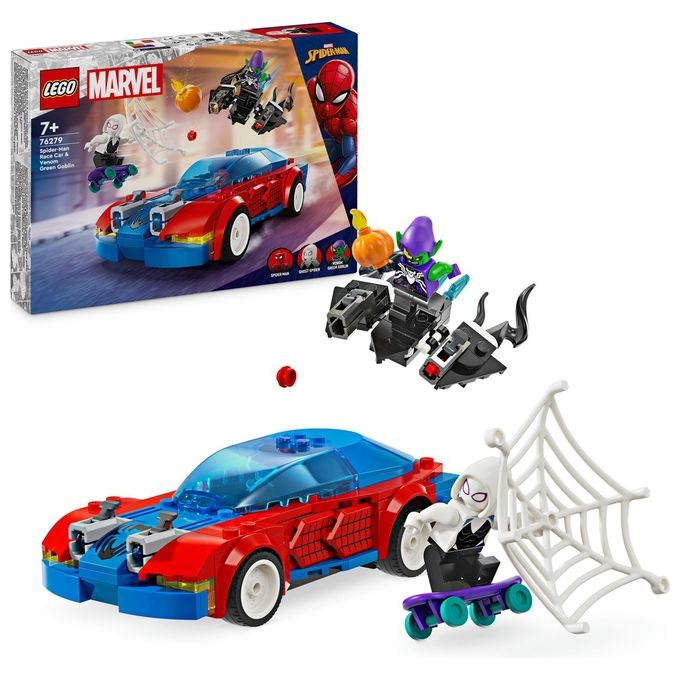 LEGO Marvel 76279 Auto da Corsa di Spider-Man e Venom Goblin, Gioco per Bambini di 7+ Anni, Veicoli Giocattolo dei Supereroi