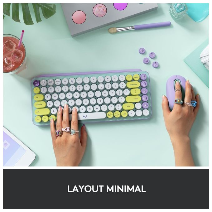 Logitech POP Keys Tastiera Meccanica Wireless con Tasti Emoji Personalizzabili Daydream-Mint