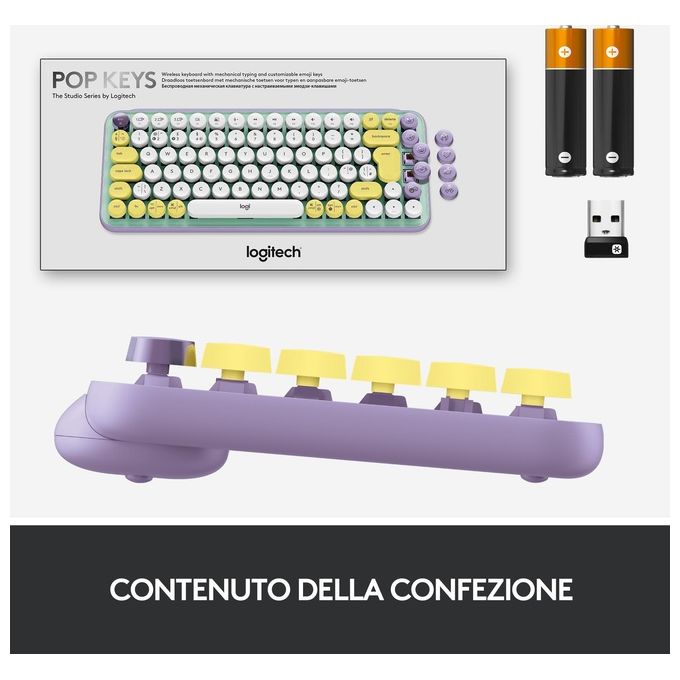 Logitech POP Keys Tastiera Meccanica Wireless con Tasti Emoji Personalizzabili Daydream-Mint