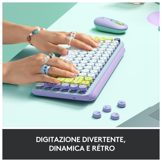 Logitech POP Keys Tastiera Meccanica Wireless con Tasti Emoji Personalizzabili Daydream-Mint