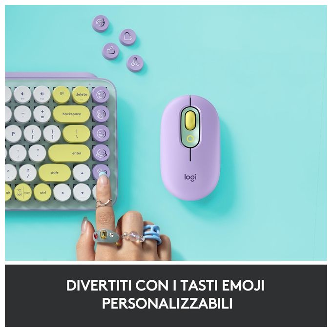 Logitech POP Keys Tastiera Meccanica Wireless con Tasti Emoji Personalizzabili Daydream-Mint
