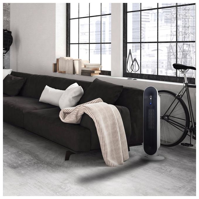 Ardes AR4P16 TATANKA Termoventilatore Ceramico a Torre Oscillante 2 Potenze e Timer 12 H con Display LCD Touch 2000W Frontale Nero