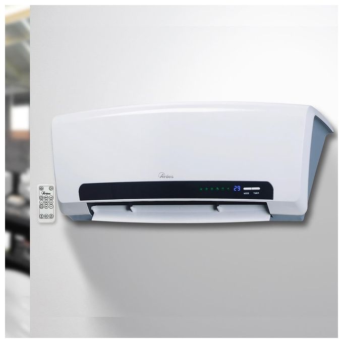 Ardes AR4W08P PARETO X Termoventilatore Ceramico da Parete Waterproof Magic Display Digitale Pannello Frontale Silver Silk Programmatore Settimanale Timer 24 Ore con Telecomando 2000W