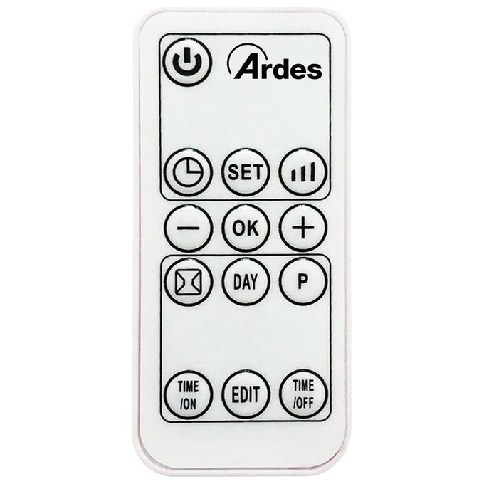 Ardes AR4W04P PARETO WEEK 2 Termoventilatore Ceramico da Parete Waterproof Display Digitale e Programmatore Settimanale Timer 12 H con Telecomando Bianco