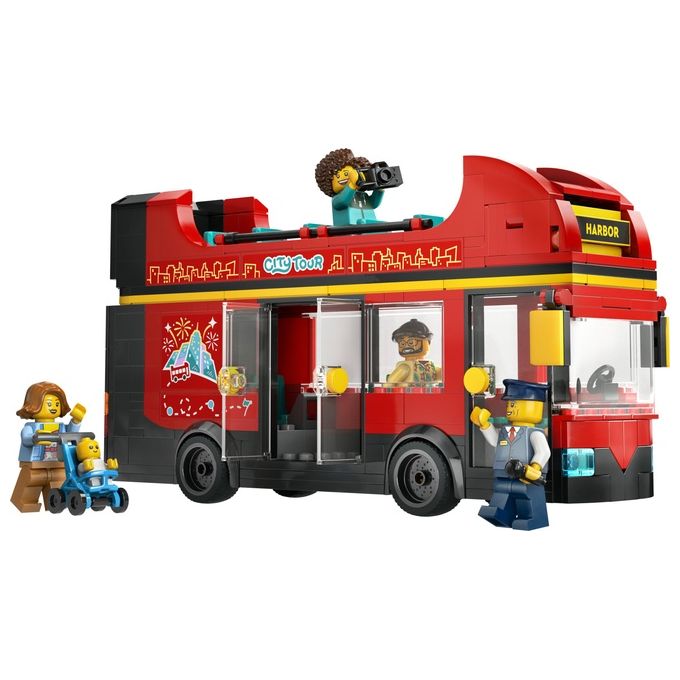 LEGO City Autobus Turistico Rosso a Due Piani Giochi per Bambini e Bambine da 7 Anni in su con Veicolo Giocattolo in Stile Londinese da Costruire e 5 Minifigure Idea Regalo di Compleanno 60407