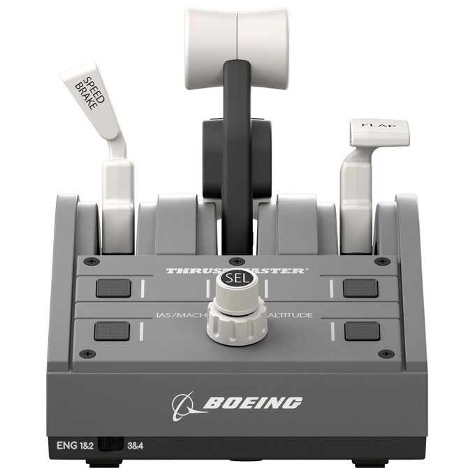 Thrustmaster 4060219 TCA Quadrant Boeing Edition Joystick 3 Assi Tecnologia Magnetica H.E.A.R.T 16 Bit 4 Leve Intercambiabili Autopilota Boeing USB Cablato colore Grigio