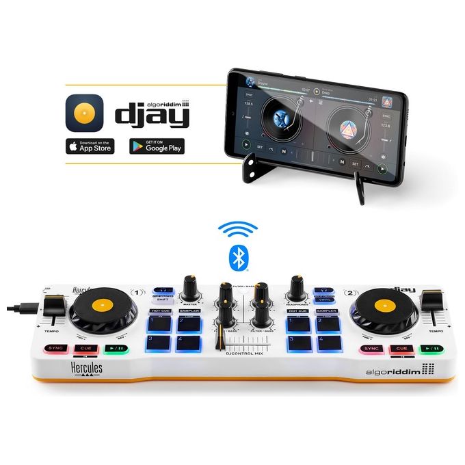 Hercules Controller Disc Jockey Djcontrol Mix Bluetooth White