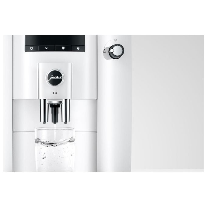 JURA E4 Piano White Macchina da caffe' automatica 19 L 15 bar 1450 W macinacaffe' Aroma Professional infusione 3D display a simboli Bianco