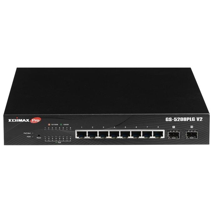 Edimax GS-5208PLG Switch di Rete Gestito Gigabit Ethernet 10-100-1000 Supporto Power Over Ethernet 1U Nero