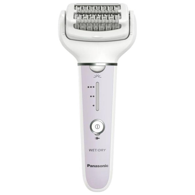 Panasonic ES‑EY30‑V503 Epilatore a pinzette ricaricabile 3 velocita' testine incluse: epilazione + precisione + zona sensibile utilizzo Wet and Dry autonomia 30 min colore Bianco-lilla