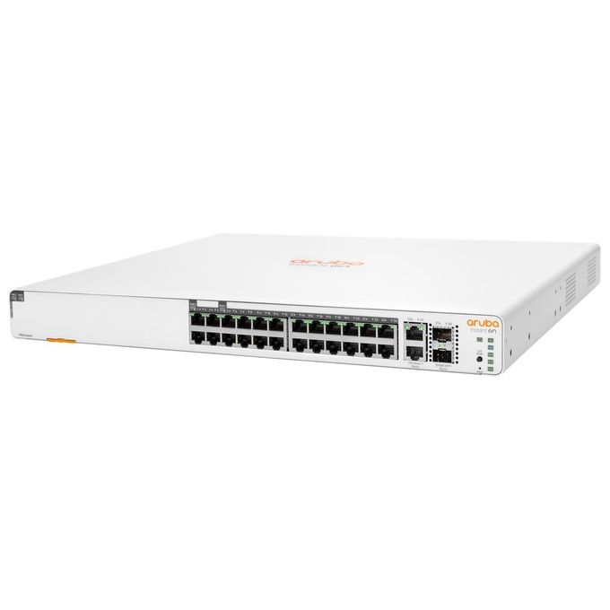 HP Enterprise Aruba Instant On 1960 24G 20p Class4 4p Class6 PoE 2XGT 2SFP+ 370W Gestito L2+ Gigabit Ethernet 10-100-1000 Supporto Power over Ethernet 1U Bianco