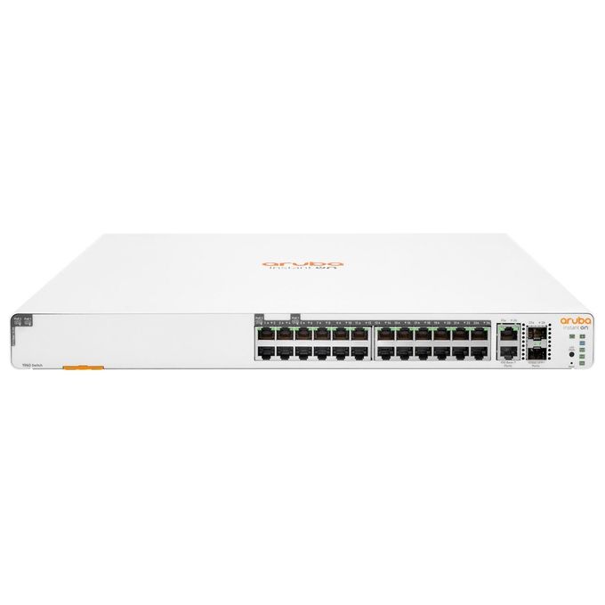 HP Enterprise Aruba Instant On 1960 24G 20p Class4 4p Class6 PoE 2XGT 2SFP+ 370W Gestito L2+ Gigabit Ethernet 10-100-1000 Supporto Power over Ethernet 1U Bianco
