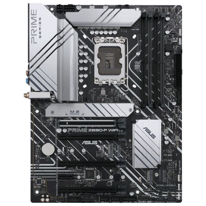 ASUS PRIME Z690-P WIFI Scheda Madre ATX, Intel Z690, LGA1700, DDR5, PCI 5.0, Realtek 2.5Gb Ethernet, WiFi 6 (802.11ax), Realtek 7.1 Sorround, 3xM.2, 4xSATA 6GB-s, Aura Sync RGB, Nero