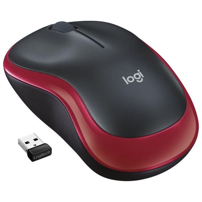 Logitech M185 Mouse Wireless Ottico 1000 DPI Rosso e Nero per PC Portatile e Ufficio