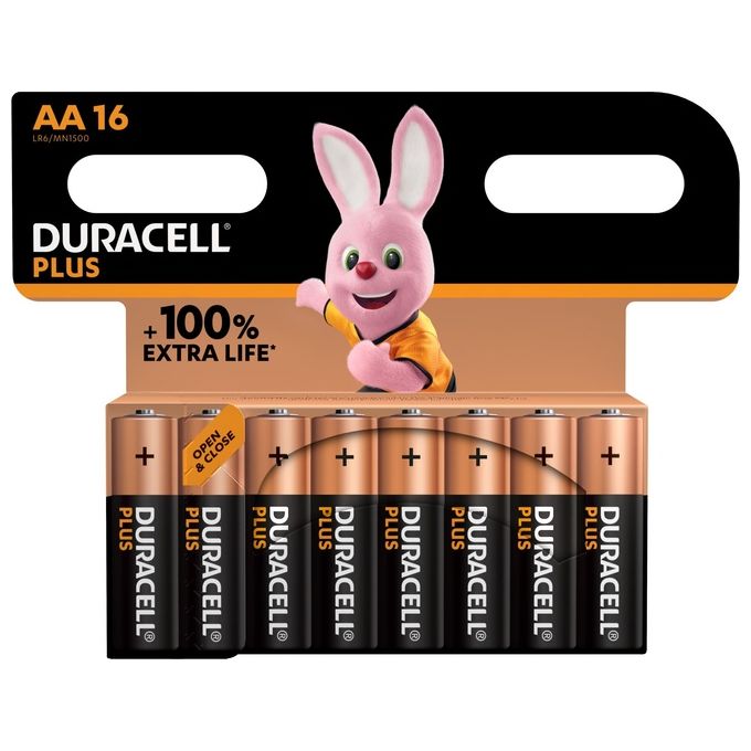 Duracell Plus 100 AA CP16 Blister 16 Pz per esigenze di energia affidabile e duratura in dispositivi di uso quotidiano