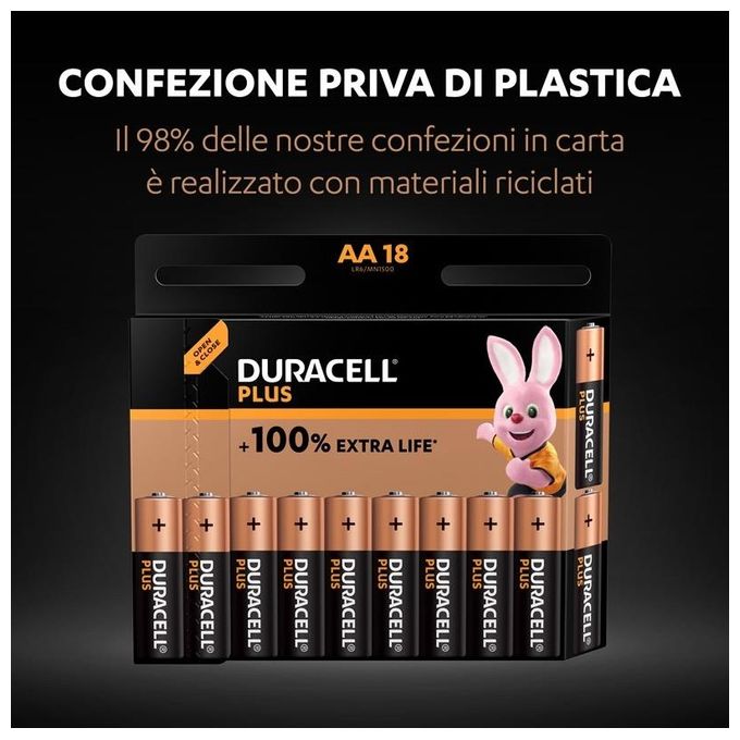 Duracell Plus 100 AA CP16 Blister 16 Pz per esigenze di energia affidabile e duratura in dispositivi di uso quotidiano