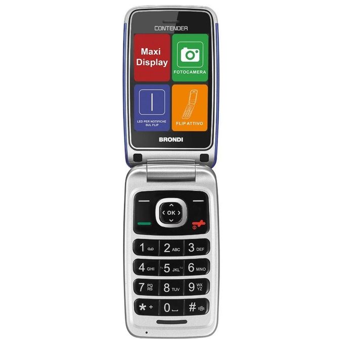 Brondi Contender Telefono Cellulare GSM Dual Sim con Tasti Grandi Blu-Viola