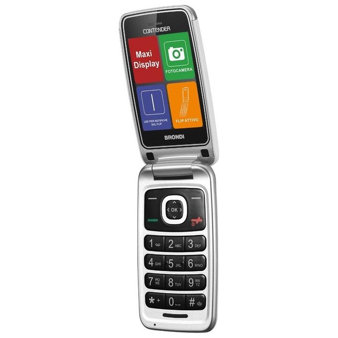 Brondi Contender Telefono Cellulare GSM Dual Sim con Tasti Grandi Bianco