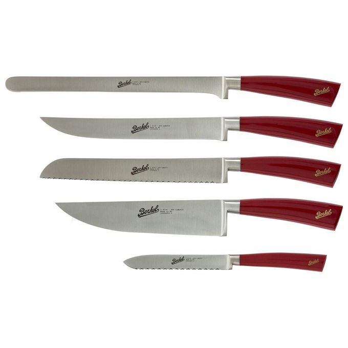 Berkel Elegance Coltello da Cucina Rosso Set da Chef 5 Pezzi