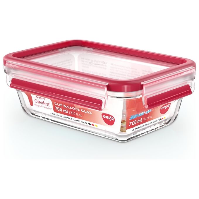 Emsa Clip e Close N1040600 Recipiente per Cibo Rettangolare Scatola 0.7 Litri Trasparente