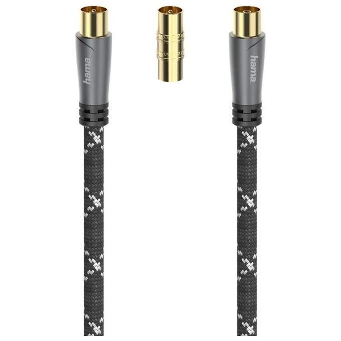 Hama Cavo Antenna M-F con Adattatore M-M 120Db Tpe Connettori Dorati Ferrite 3mt