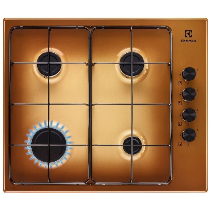 Electrolux KGS6404T Piano Cottura a Gas Slim Profile 4 Zone Speed Burner Bruciatore Wok Sicurgas 60 cm Terra di Francia