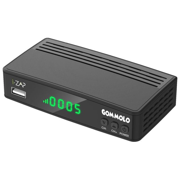 I-Zap Ricevitore Digitale Terrestre Gommolo Zapper T2 Hevc 10 Bit Telecomando 2in1 con Protezione Gomma