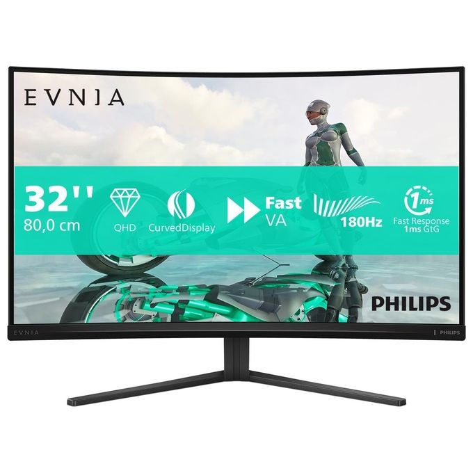 Philips Evnia 3000 32M2C3500L Monitor Gaming Curvo 32'' QHD 180Hz 05ms FreeSync Premium HDR10 grigio scuro